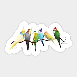 Winter Parakeets and Cockatiels Sticker